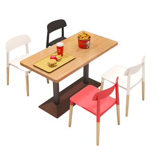 <span class=keywords><strong>Burger</strong></span> moderne en bois poulet frit <span class=keywords><strong>Restaurant</strong></span> Snack Fast Food Table Chair Set KFC Style Mobilier commercial - Product Image 5