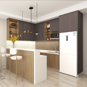 Meuble de cuisine et de buanderie moderne polyvalent avec finition bois clair et lave-linge séchant intégré pour cuisines résidentielles à plan ouvert - Product Image 2