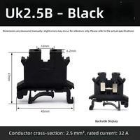 Bloc de bornes sur rail DIN UK2.5B en laiton à vis, connecteur de câble 2,5 mm² 32A, gris, bleu, rouge, barrette de connexion électrique traversante