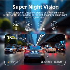 STARVIS仪表盘凸轮支持<span class=keywords><strong>2</strong></span>通道F1.5双镜头仪表盘凸轮3英寸4k + 2k前后记录，带后置摄像头 - Product Image 3