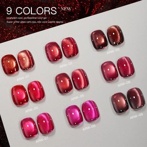 Esmalte de Uñas en Gel UV LED de Lujo para Manicura DIY, Rojo Cristal, Rojo Cereza, Efecto Ojo de Gato, Serie Rojo Cereza, con Brillo - Product Image 4