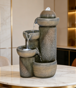 <span class=keywords><strong>Fontaine</strong></span> de table rustique à bols superposés - Cascade apaisante pour bureau et salon - Product Image 2