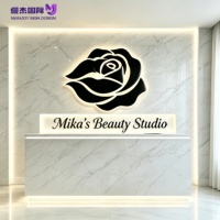Enseigne lumineuse LED personnalisée haut de gamme en acier inoxydable 3D avec halo arrière, décoration murale commerciale, enseigne logo d'entreprise