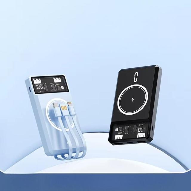 Magnetic Wireless Fast Charging Power Bank 10000mAh - Mini Built-in Cable Lightweight Portable
