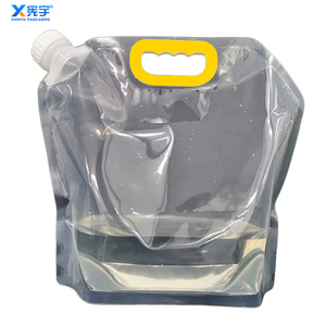 Sac à <span class=keywords><strong>eau</strong></span> pliable transparent portable avec logo personnalisé, pochette réutilisable pour liquides avec bec verseur et poignées pour <span class=keywords><strong>eau</strong></span>, jus, bière, céréales - Product Image 1