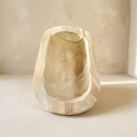 Plateau de service en bois de paulownia naturel, sculpté à la main, bol ovale en bois, décoration rustique pour la maison, pour aliments, bijoux et rangement