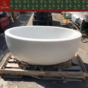 Bañera Independiente de Mármol de Alta Gama GOLDKING, Color Blanco Puro, Superficie Lisa, Acabado Pulido a Mano - Product Image 2