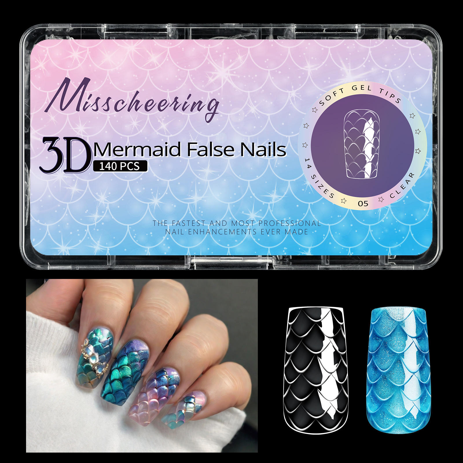 ชุดเล็บลายเกล็ดปลา 05 [140 ชิ้น]