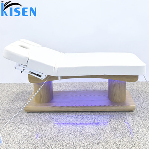 Table de massage électrique Kisen avec éclairage, lit de spa facial chauffant en bois, lit de massage pour salon de beauté, lit médical - Product Image 3