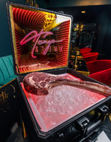 Présentoir de 3 bouteilles de vin éclairé par LED Valise dorée avec pique Ace pour porte-bouteille de champagne Présentateur de service VIP