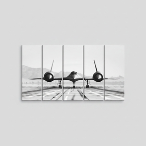 Art mural sur toile SR-71 Blackbird, impression monochrome moderne pour décoration d'aviation, lot de 5 toiles - Product Image 2