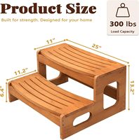 Échelle de piscine robuste en bois, marches en bois pour spa et escalier multifonction à 2 marches pour spa, piscine