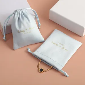Custom Logo Velvet Gift Bag High Quality Fabric Velvet Pouch Jewelry Bag Soft Microfiber Velvet Drawstring Bag