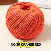 High Quality 100% Cotton 2mm Dyed Core Spun Yarn 30 Colors Soft Skin-friendly for Knitting 150g Ball