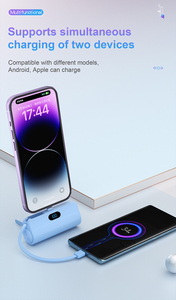 <span class=keywords><strong>Portable</strong></span> <span class=keywords><strong>Iphone</strong></span> Chargeur <span class=keywords><strong>Batterie</strong></span> Pack 5000mAh Grande Capacité Queue Plug Power Bank USB C Câble Intégré Mini Capsule Power Banks - Product Image 6