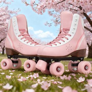 Patins à roulettes professionnels en microfibre de haute qualité pour adultes <span class=keywords><strong>Quad</strong></span> chaussures de patinage à motif arc-en-ciel pour femmes - Product Image 2