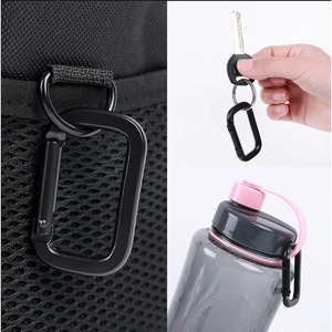 Black Square Aluminum <b>Carabiner</b> Hook 50kg Load Capacity For Backpack Water Bottle Keychain Accessory - Product Image 1