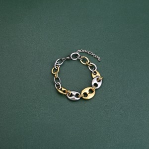 Tuyên Bố Lợn Mõm Vàng Và Bạc Thép Không Gỉ Hợp Thời Trang Quyến Rũ Vòng Đeo Tay Cho Phụ Nữ Của Punk Đồ Trang Sức Thời Trang - Product Image 2