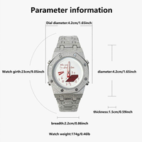 Montre-bracelet créative pour homme à double affichage, quartz analogique et numérique, fonction rétroéclairage, boîtier octogonal givré, bracelet en alliage, montre pour homme