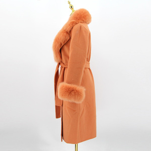 QIUCHEN QC22018 Nuovo Cappotto Lungo in Cashmere da <span class=keywords><strong>Donna</strong></span> Autunno Inverno 2022, Casual e Lussuoso, con Colletto in Vera Pelliccia di Volpe - Product Image 3