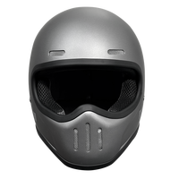 Casque de moto intégral rétro en fibre de verre - Gris métallisé - Design classique - Compatible - DOT / 3C - Direct usine