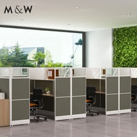 Postes de travail modulaires modernes en bois pour 8 personnes, cloisons de bureau, mobilier de bureau en gros