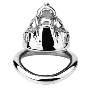 Jaula de Castidad con Diseño de Cabeza de Tigre, Orificio Abierto para Orinar, Dispositivo de Bondage para Pene, Bloqueo de Esperma Masculino, Candado de Castidad de Acero Inoxidable, Juguete para Adultos - Product Image 3