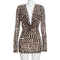 Robe pour femme tendance et sexy, imprimée numériquement, pour l'automne, tenue de club, robe modeste pour femme