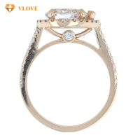 Bague de fiançailles en diamant de laboratoire, taille poire, sertissage halo, certifiée GIA, or jaune 14 carats, pierres latérales, bague de mariage vintage pour femme