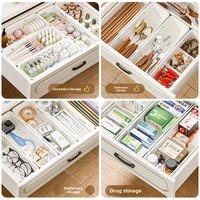 Caja de Almacenamiento Rectangular Moderna con Compartimentos Expandibles, Organizador de Cajones con Rejilla de Clasificación Integrada, PP Sostenible Multifuncional