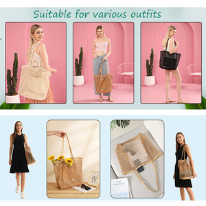 Bolso de playa plegable de malla para mujer, bolso de hombro, esencial para viajes de verano al aire libre, bolso de ocio - Product Image 5