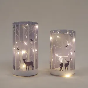Noel süs cam üflemeli işıklı cam armatürler için hediye dize ışıkları cam masa lambası pil ile aydınlatılmış