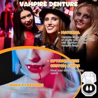 Vente en gros OEM 12 paires de crocs de vampire Kit de dents 4 tailles avec pastilles adhésives Halloween Cosplay Horreur Fausses dents Accessoires de fête
