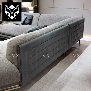 Canapé d'angle extensible en forme de L de style italien moderne, design <span class=keywords><strong>royal</strong></span> de luxe, avec rembourrage en éponge et revêtement en tissu capitonné pour salon - Product Image 6