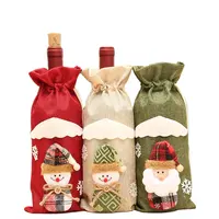 क्रिसमस शराब की बोतल को शामिल किया गया सेट स्नोमैन शैम्पेन की बोतल कवर कपड़े क्रिसमस सजावट