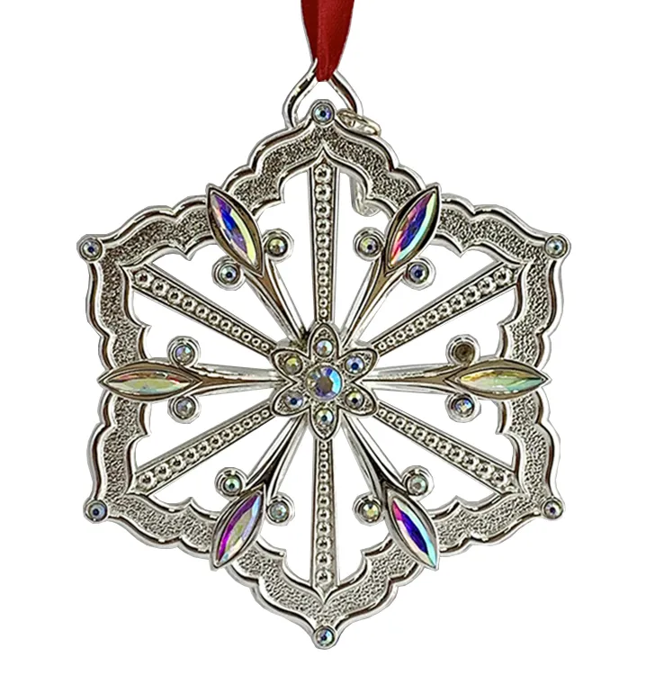 Metal Glitter Christmas Snow Flakes Ornaments, Metal Silver Snowflake Christmas Ornaments for Winter Christmas Tree Decorations