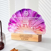 Nouveau Trophée 2026 en Bois de Hêtre Cristallin, Récompense Créative Personnalisée en Forme de Pétale pour Employés Exceptionnels, Gravure Personnalisée