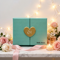 Boîte à bijoux turquoise personnalisée en gros avec fermeture magnétique en forme de cœur, organisateur multi-compartiments pour bagues/boucles d'oreilles