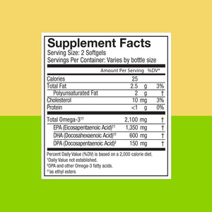 Gélules d'Oméga 3 en gros à prix avantageux avec 600 mg de DHA – Complément pour soutenir la santé cognitive et la santé du cerveau – Soutien à l'Oméga 3 - Product Image 4