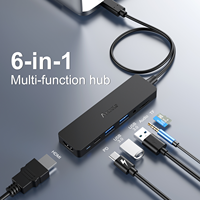 Hub USB-C 6-en-1 de 60 cm (2 pieds) avec ports HDMI, 2 USB 3.0, lecteur de carte TF, audio et PD pour ordinateur portable