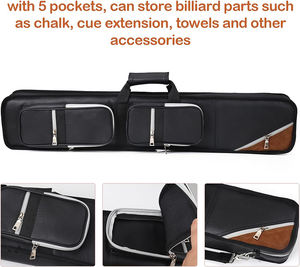 Étui pour queue de billard gratuit, étui pour queue de billard 4x5 avec plusieurs poches, peut contenir 4 queues et 5 shafts, rembourrage doux, sac pour queue de billard robuste - Product Image 5