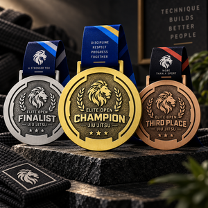 Médailles de compétition sportive personnalisées, médailles de championnat d'arts martiaux, médailles de Jiu Jitsu, médailles or, argent, bronze, OEM, ODM - Product Image 1