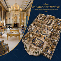 Service de personnalisation complet pour toute la maison, style royal français, villa de luxe, modélisation 3D, design d'intérieur