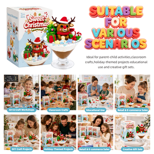 Kit d'artisanat en argile à séchage à l'air libre avec rennes de Noël, accessoires de colle crème, ensemble de modélisation de gobelets à dessert DIY pour enfants OEM ODM - Product Image 4