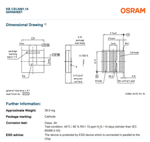 Chip LED Azul Compacto de Alta Potencia OSTAR KB CSLNM1.14 de 3W y 459nm para Pantallas Comerciales/Industriales/Minoristas - Product Image 6