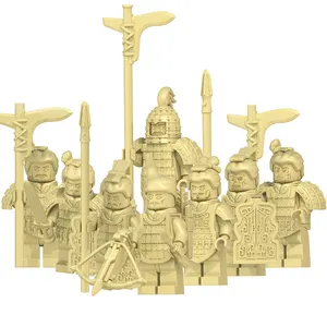 Qin Terracotta Warriors savaş askerler kask zırh aksesuarları mini yapı taşları tuğla rakamlar oyuncaklar çocuklar için KT1089