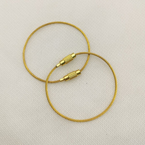 Dây Keychain cáp lớn dây thép không gỉ Keyring vòng lặp chủ Heavy Duty connectable hành lý tag KEEPER vàng móc chìa khóa vòng - Product Image 3