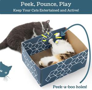 Kotak goresan kucing kardus tugas berat, dengan bantalan penggaruk kucing dua sisi dapat diisi ulang untuk kucing dalam ruangan - Product Image 5