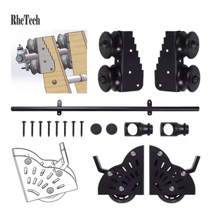 WEKIS Tube rond noir rustique <span class=keywords><strong>4m</strong></span> échelle de grange coulissante en acier échelle de bibliothèque ensemble complet Kit de piste support Rail rond matériel roulant - Product Image 2