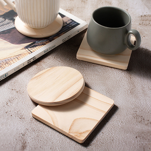 Custom Cedar Wood Coasters Set <strong>Round</strong> and Square, Splinter-Free Heat-Resistant Cup <strong>Mats</strong> for Tea Mugs, Coffee <strong>Table</strong> Protection - Product Image 4